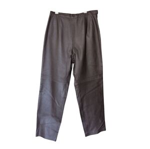 Jerry Lewis 100% Leather Pants Women's Size 12 Brown Straight Leg Vintage Retro